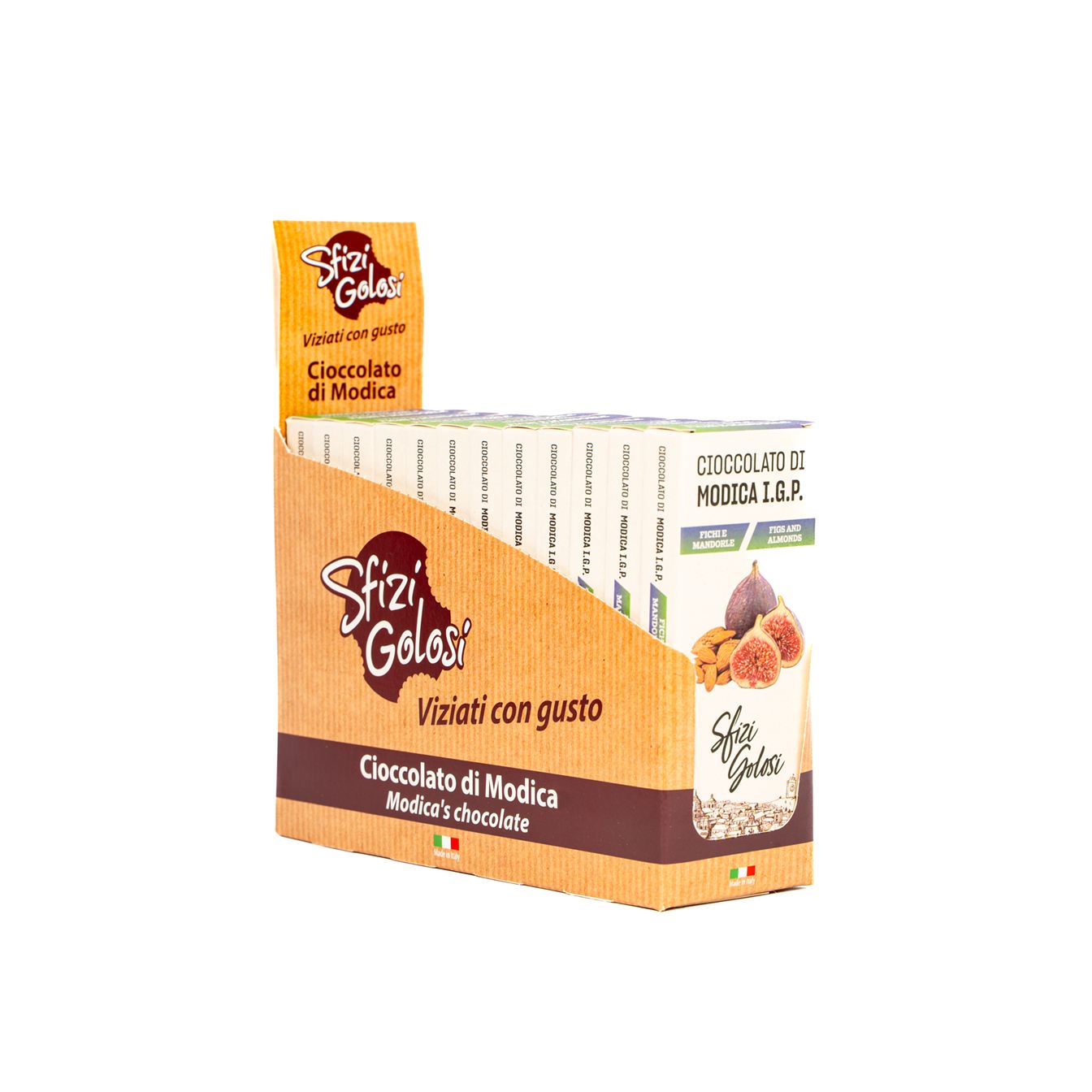 Cioccolato di Modica IGP - Fichi e Mandorle - Blister da 12 - immagine 1