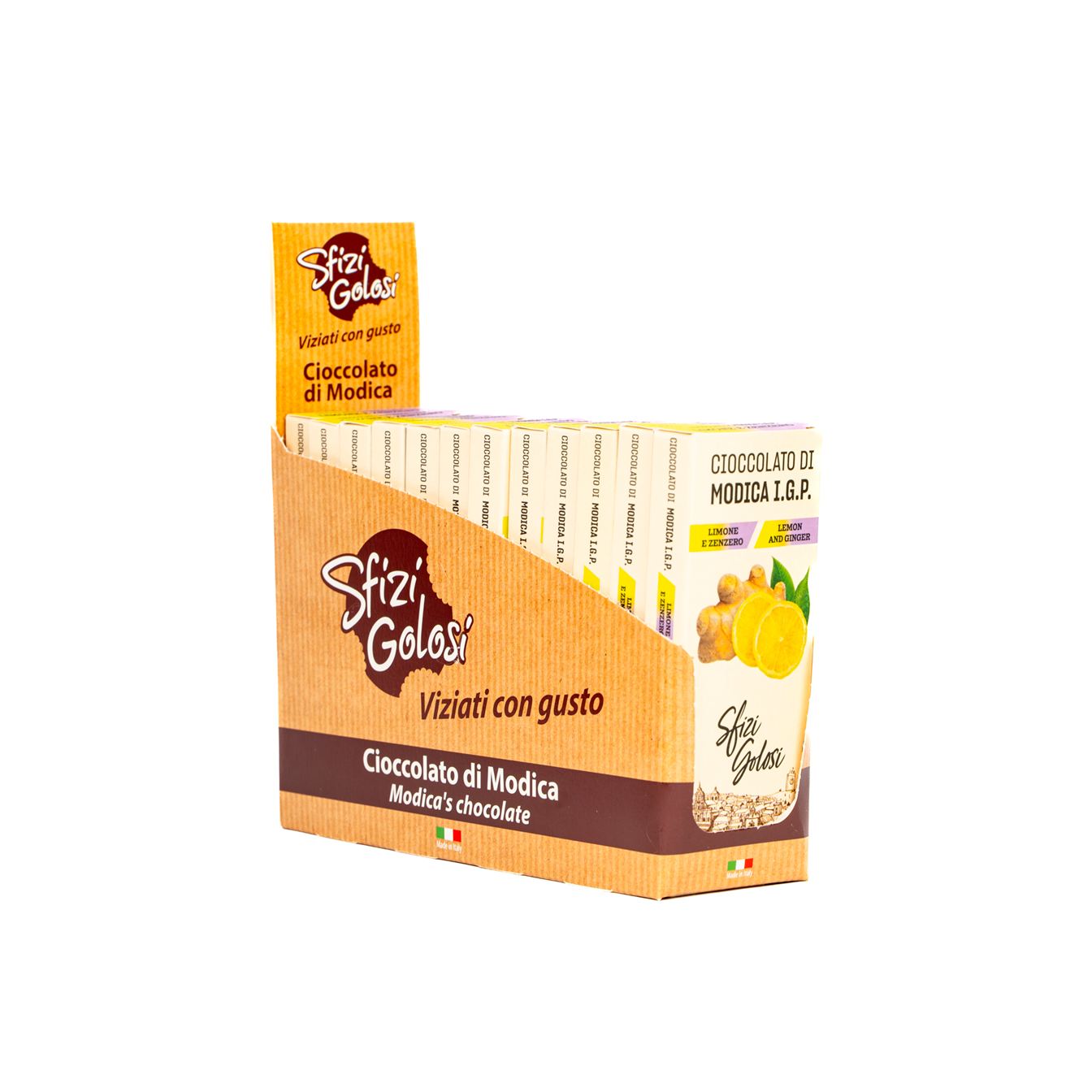 Cioccolato di Modica IGP - Limone e Zenzero - Blister da 12 - immagine 1