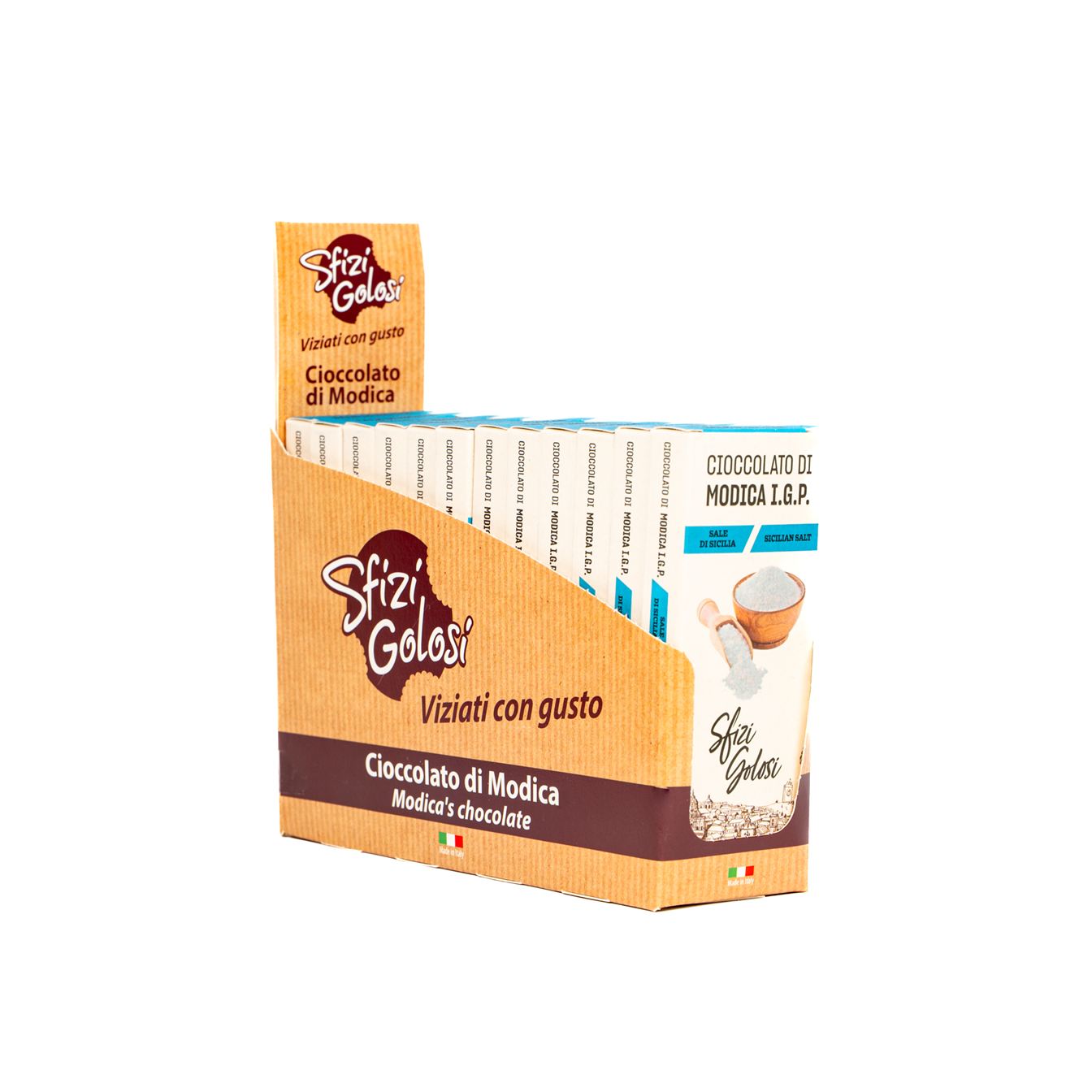 Cioccolato di Modica IGP - Sale di Sicilia - Blister da 12 - immagine 1