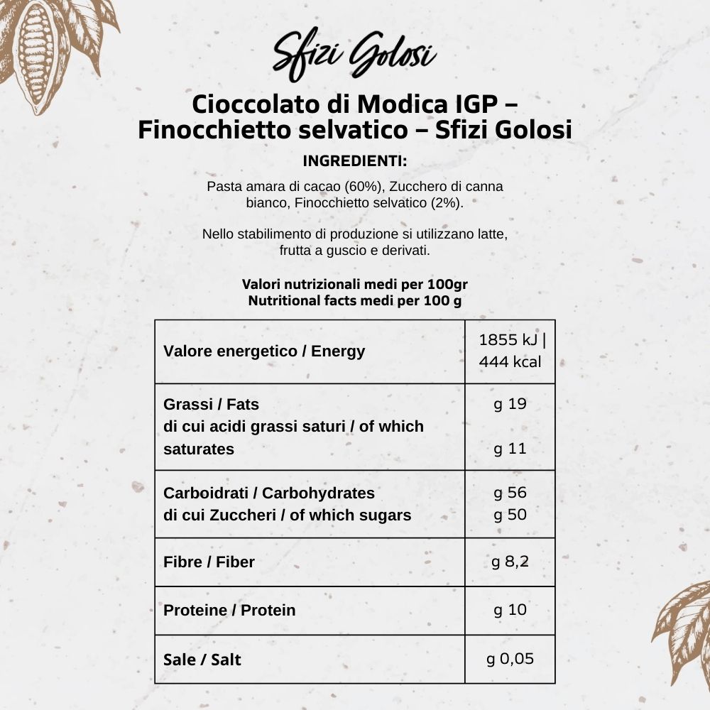 Cioccolato di Modica IGP - Finocchietto selvatico - Blister da 12 - immagine 5