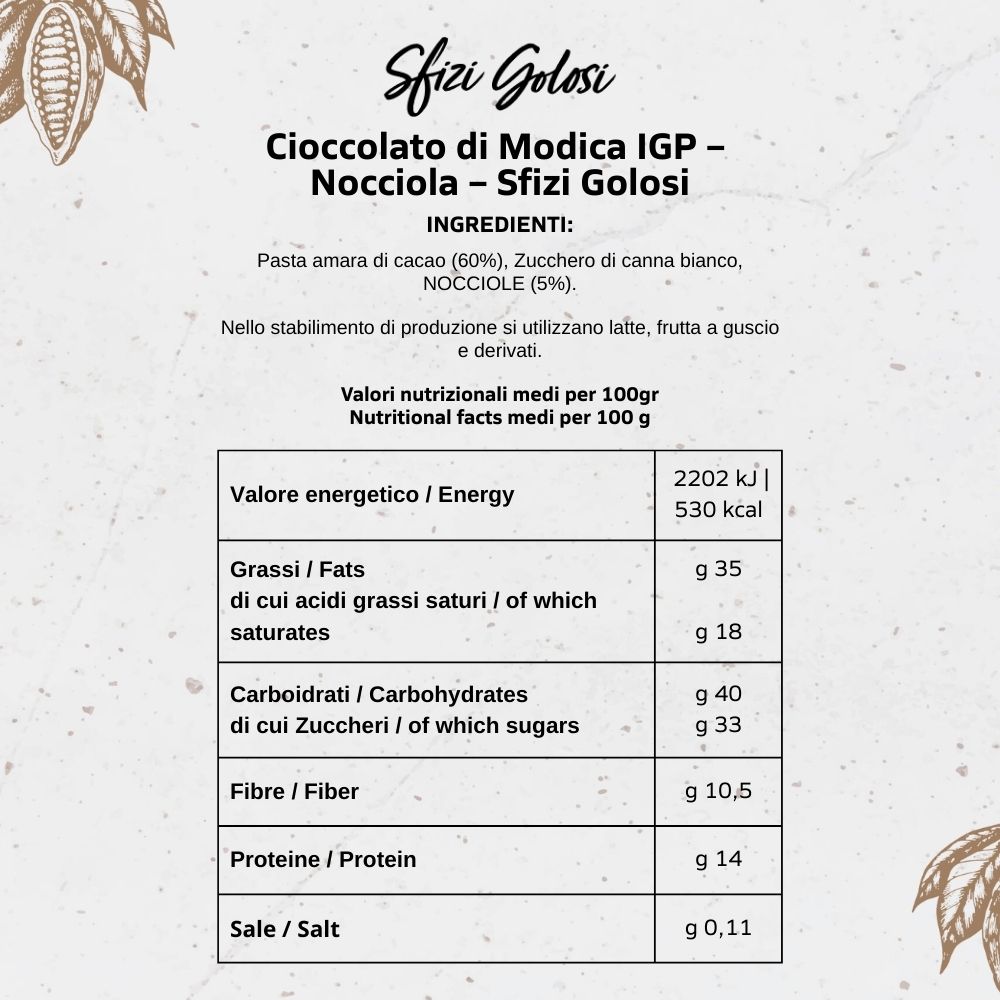 Cioccolato di Modica IGP - Nocciola - Sfizi Golosi - immagine 6