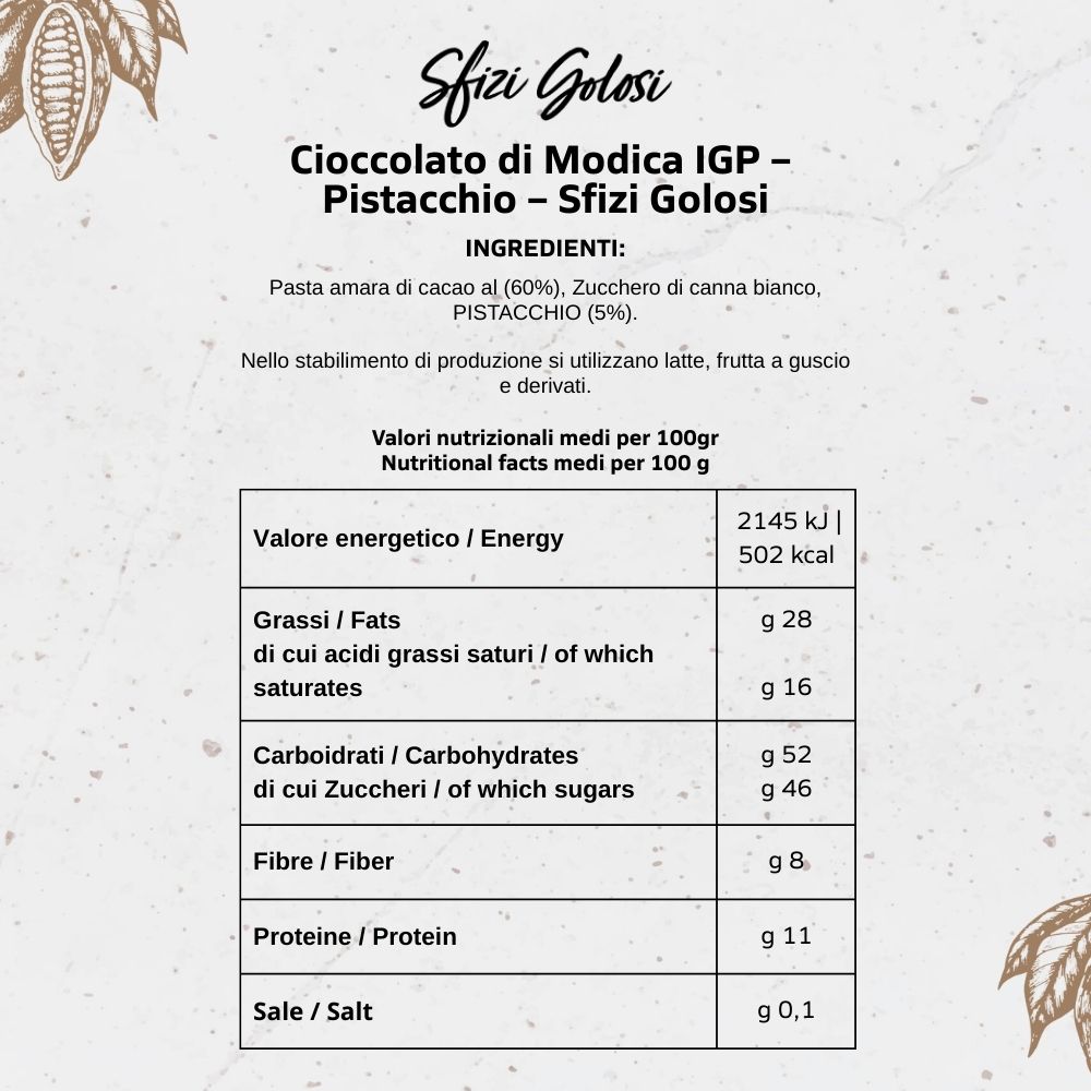 Cioccolato di Modica IGP - Pistacchio - Sfizi Golosi - immagine 6