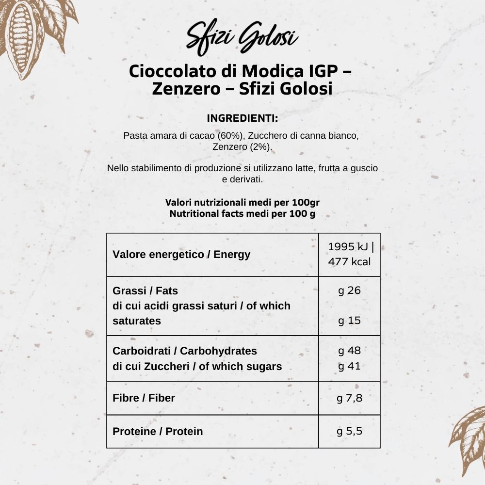 Cioccolato di Modica IGP - Zenzero - Sfizi Golosi - immagine 6