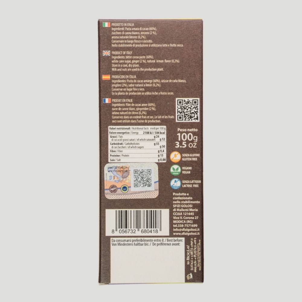 Cioccolato di Modica IGP - Limone e Zenzero - Blister da 12 - immagine 4