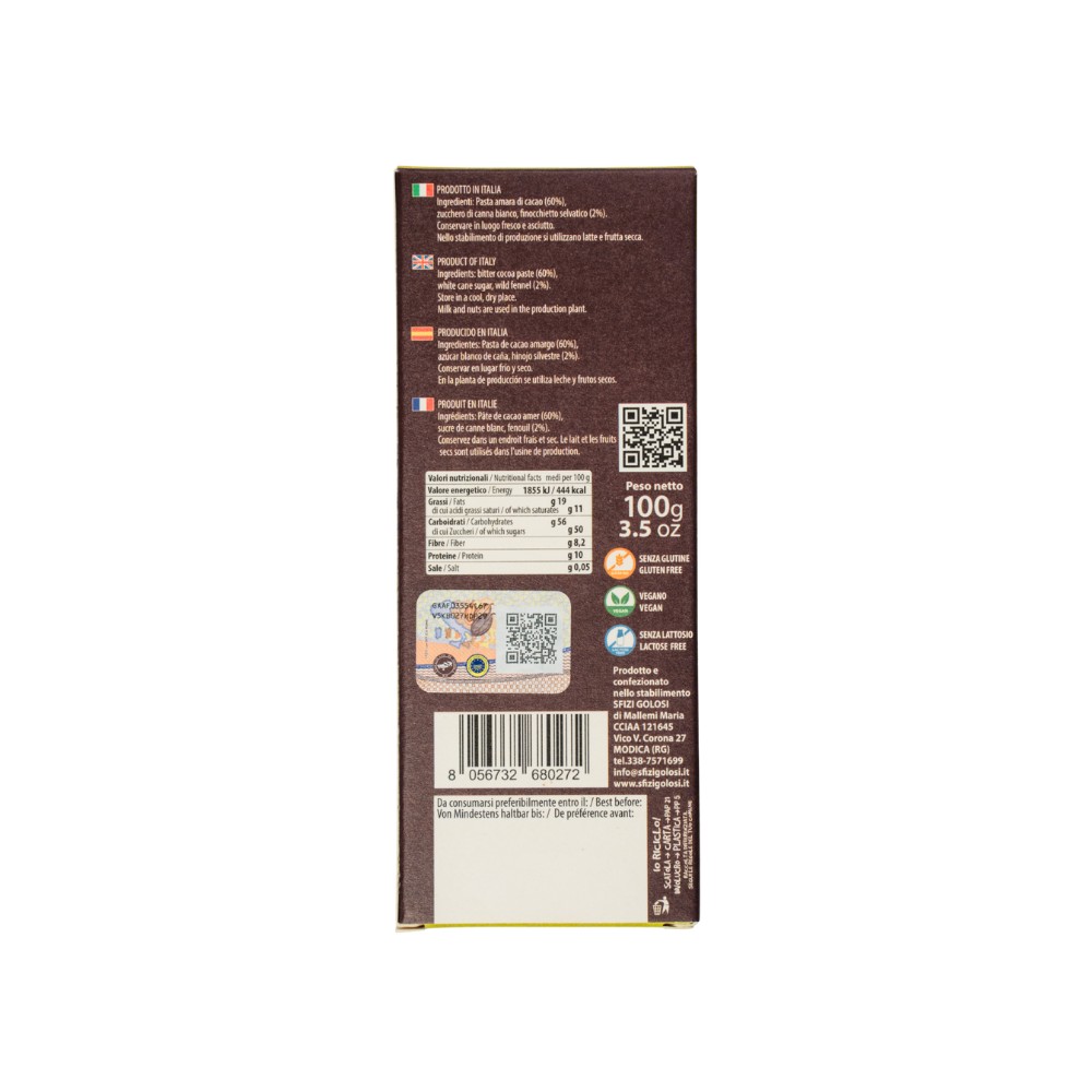 Cioccolato di Modica IGP - Finocchietto selvatico - Sfizi Golosi - immagine 5